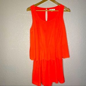 Double Zero neon Orange scalloped romper